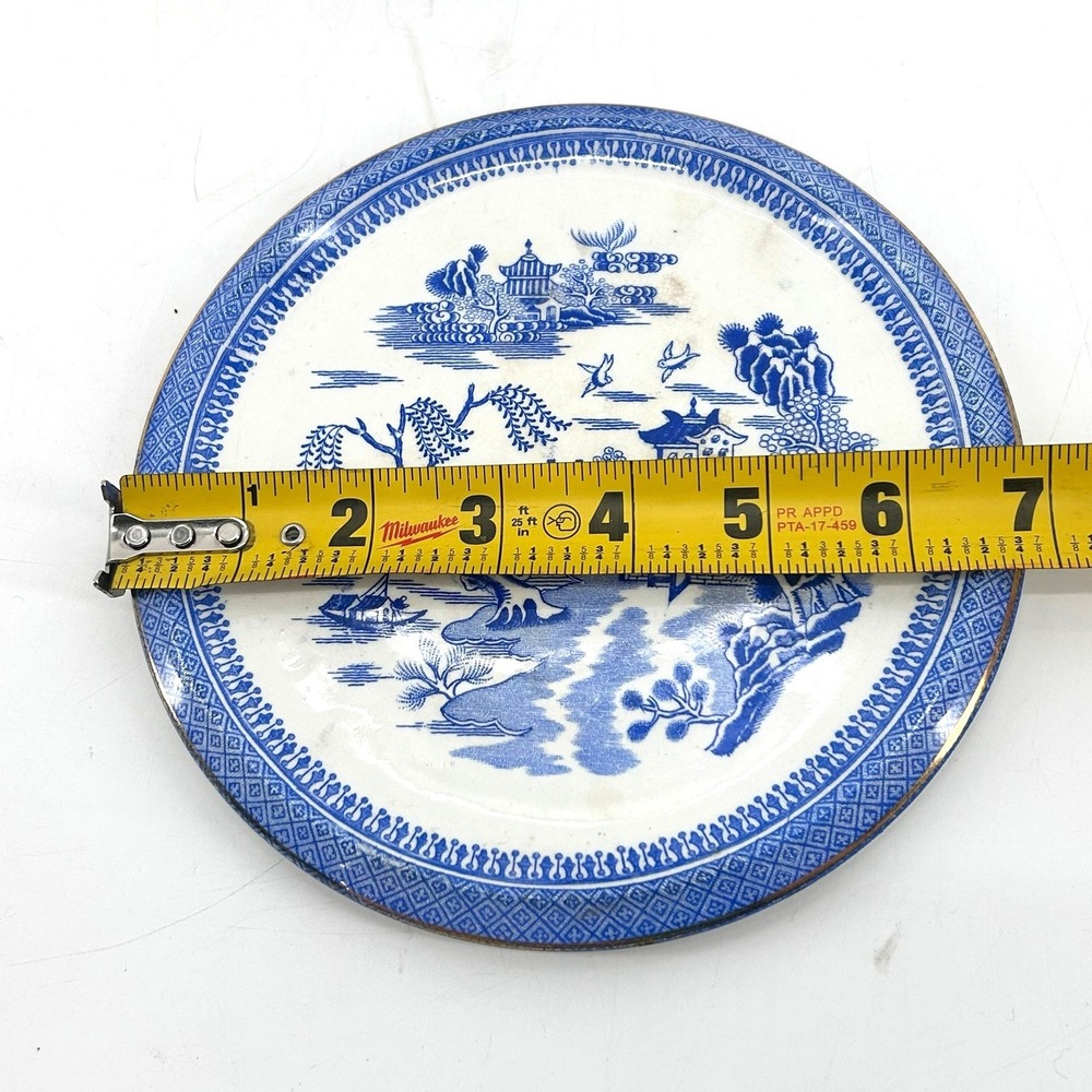 Antique C.T.M. Ford Pottery Blue Willow Transferware Plate Trivet 7" Chinoiserie - Picture 7 of 7